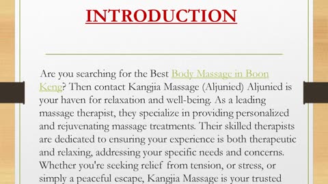 Best Body Massage in Boon Keng
