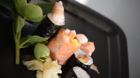 Sushi Japanese Asian food 360p hd video