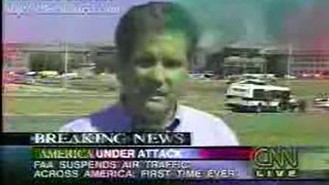 9/11 Live CNN News Cross from Pentagon - Reporter States no Airplane is present