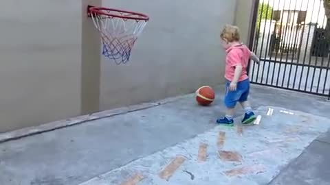 Amazing Basketball Skills from 22 Month old baby