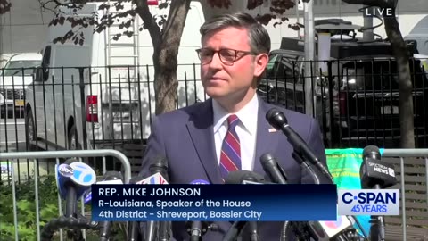 Speaker Johnson Delivers Remarks Outside President Trump's Trial in NYC