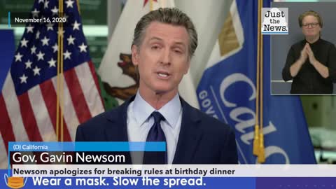 Newsom apologizes for breaking rules at birthday dinner
