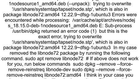 dpkg error processing archive On installing Nodejs