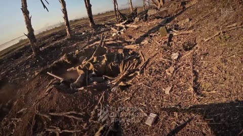 A Ukrainian soldier with a Gopro on his head almost caught a bullet, but this time he was lucky.