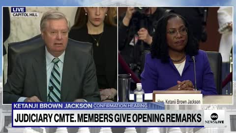 Sen. Lindsey Graham gives an introductory speech during Senate hearings for Ketanji Brown Jackson