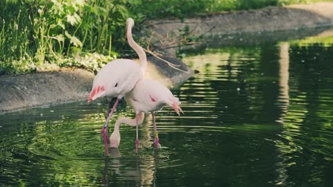 Flamingo Birds on The Water