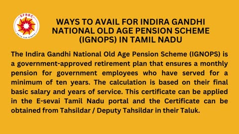 How to get National Old Age Pension Scheme (IGNOPS) in TN