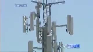 Cell antenna base stations demolished by activist with a tank...