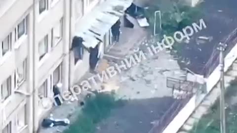 Russian Soldier Tumbling Out of 2nd Floor Window