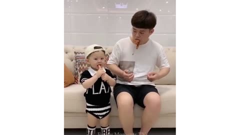 funny baby with dad