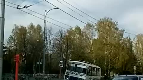 City Bus Takes Down Traffic Pole