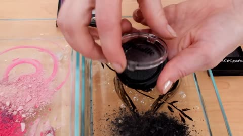 Mixing Makeup Eyeshadow Into Slime! Pink vs Black Special Series Part 39 Satisfy