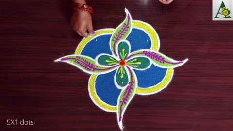 Very simple and easy colourful Rangoli