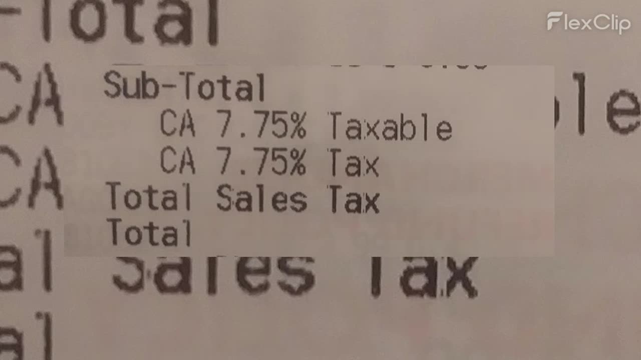 Shopping Receipts Sales Tax Comparison Los Angeles, San Bernardino County California