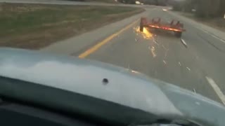 Trailer Breaks Free From Vehicle on the Highway