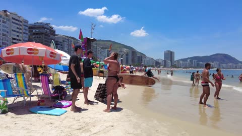 Copacabana beach walk tour//Brazil beach walk//Rio de Janeiro beach