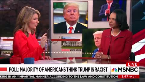 Condoleezza Rice blames media for pushing Trump is racist narrative.