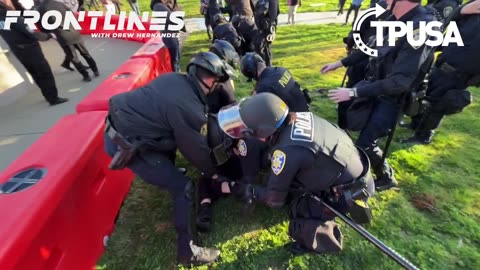 BREAKING: Riot police taking down Antifa at UC Davis outside Charlie Kirk speech