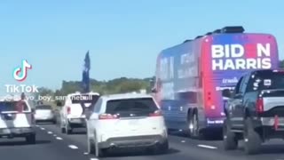 Trump Supporters Follow Biden Bus