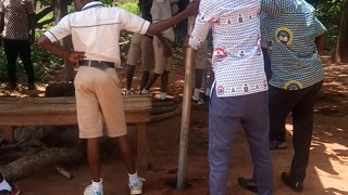 School kids making kitchen