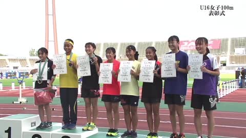 U16 W100m 表彰式 第53回U16陸上競技大会20221021愛媛県運動公園