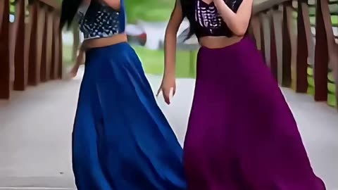 two cute girl dancing