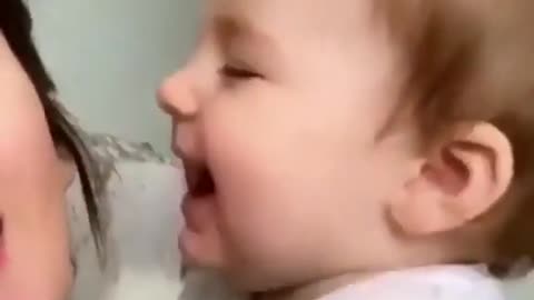 kissing mom cute baby status cute baby Kissing 😘 cute baby laughing