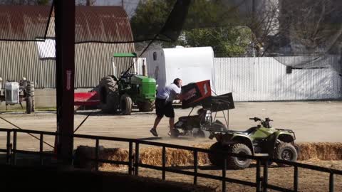 Man Stops A Speeding Box Stock Kart