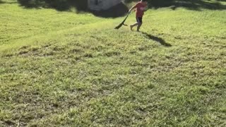 3-Year-Old and Dog Work Together to Catch Iguana