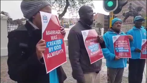 African Christian Democratic Party (ACDP) protest outside National Parliament