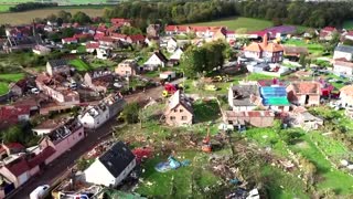 Drone video shows damage after rare France tornado