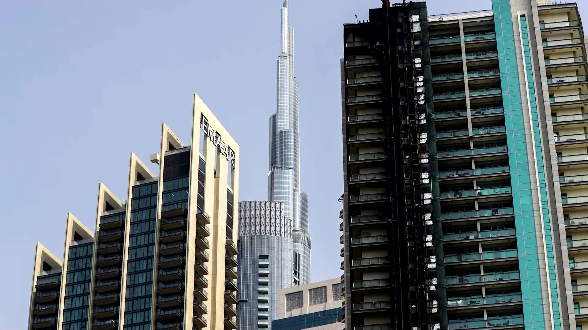 Fire Engulfs High-rise Near Dubai's Burj Khalifa