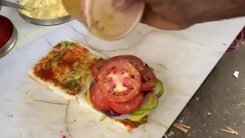 Vegetable sandwich with toast and cheese is very tasty