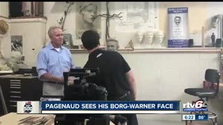 June 27, 2019 - Indy 500 Winner Simon Pagenaud Sees His Face on the Borg Warner Trophy