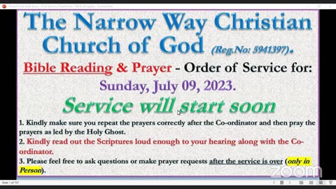 The Narrow Way Christian Church of God - Sunday Service 09/07/23