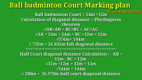 Ball badminton Court Marking Plan | Ball badminton Court Size | Ball badminton Court measurements