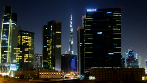 City buildings and Burj Khalifa in background