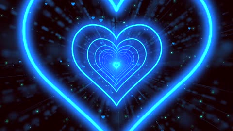 568. Heart Tunnel Background💙Blue Neon Heart Heart Heart