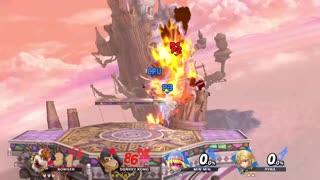 Bowser and Donkey Kong vs Min Min and Pyra/Mythra on Hollow Bastion (Super Smash Bros Ultimate)