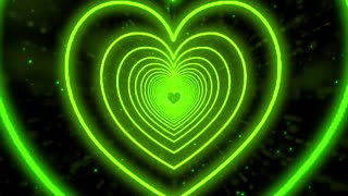 716. Neon Heart Tunnel Bg Animation Beautiful💚Green Heart Background Love Heart