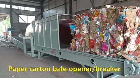 Paper cardboard carton bale opener/breaker