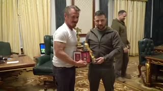 Sean Penn gives his Oscar to Zelensky, because it's all theatrics?