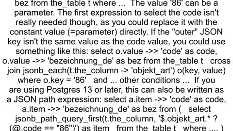 Get nested objects values from JSON in Postgres