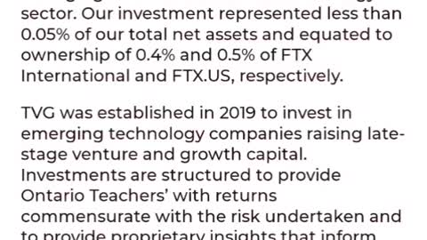 Ontario Teachers Pension Plan statement on (FTX) - More Conections To The World Economic Forum & United Nations - THE CRIMINALS ARE BECOMING VERY EXPOSED!