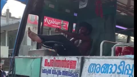 Crazy Fan!! Terribly Heading A Moving Bus By a Brazilian Football Fan in Kerala. Hard Die Neymar Fan