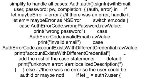 firebase auth and Firestone error code in swift