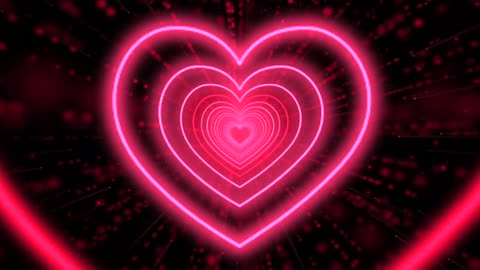 924. Heart Tunnel❤️Red Heart Background Neon Heart Heart