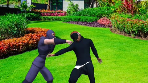 Comedy fight in garden