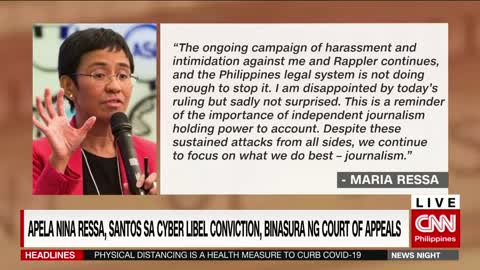 Apela nina Ressa, Santos sa cyber libel conviction, binasura ng Court of Appeals