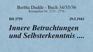 BD 2759 - INNERE BETRACHTUNGEN UND SELBSTERKENNTNIS ....